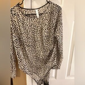 Cacique Leopard Print Bodysuit in Black and Cream